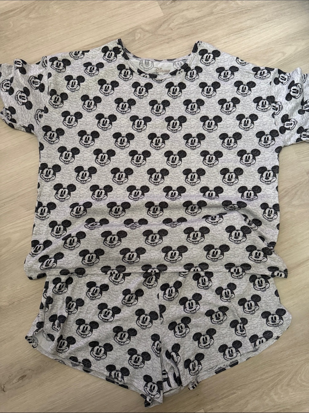 Disney Gray Mickey Mouse Short Pajama Set